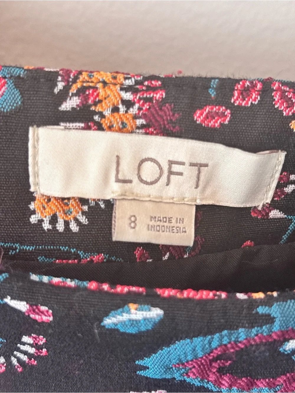 LOFT Floral A-Line Mini Skirt Size 8 Black Multicolor Fully Lined